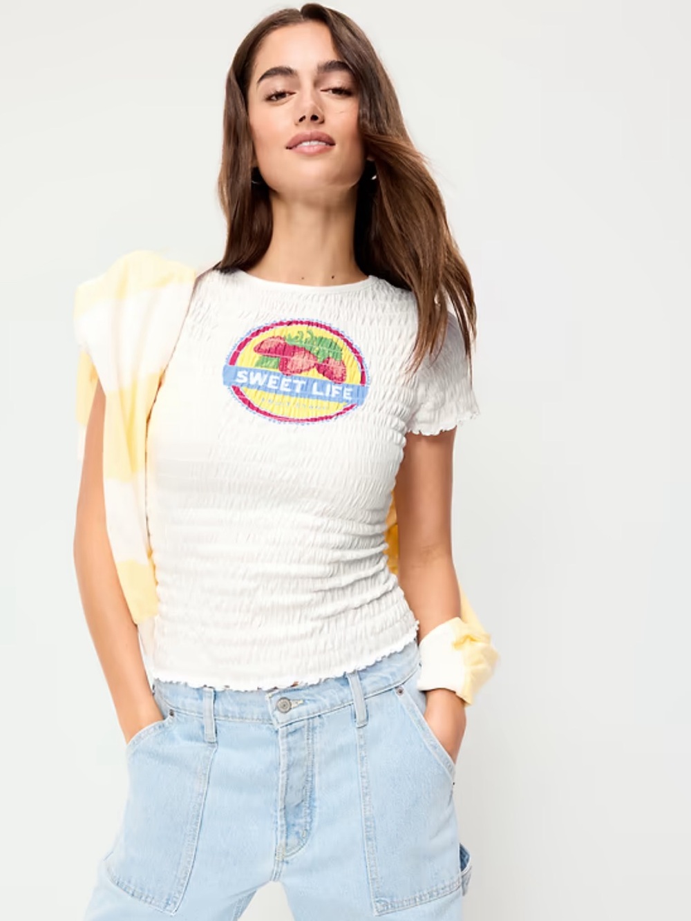 Old Navy Ruched Graphic Tee